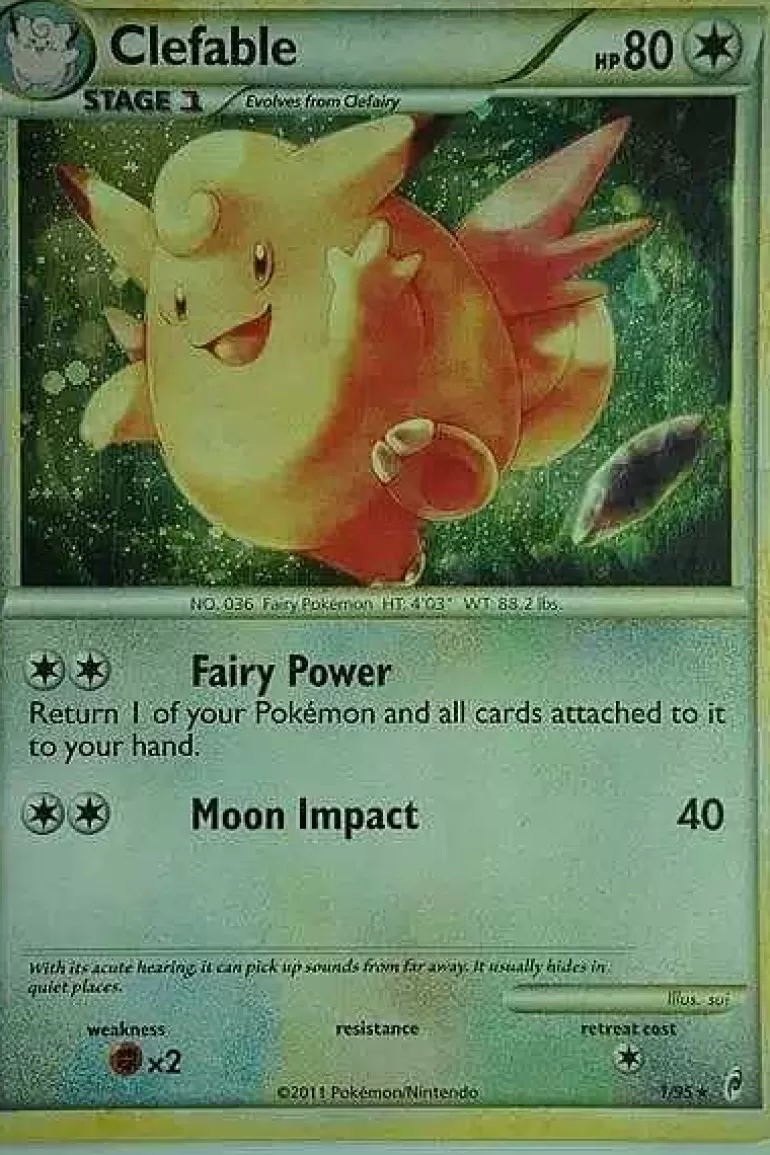 Pocket Monster Pokémon Kort-Clefable 1/95 Holo Rare