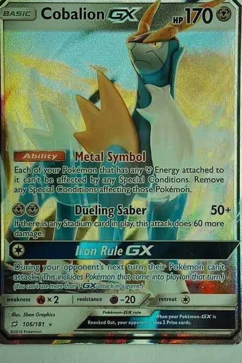 Pocket Monster Pokémon Kort-Cobalion Gx 106/181