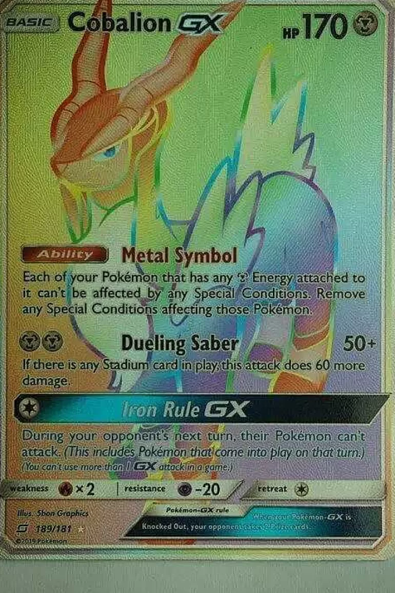 Pocket Monster Pokémon Kort-Cobalion Gx 189/181 Hyper Rare