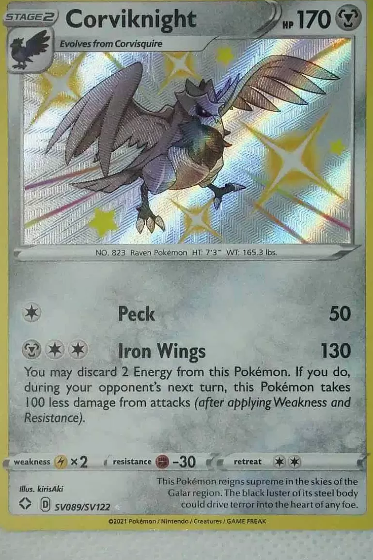 Pocket Monster Pokémon Kort-Corviknight Sv89/Sv122 Shiny Rare