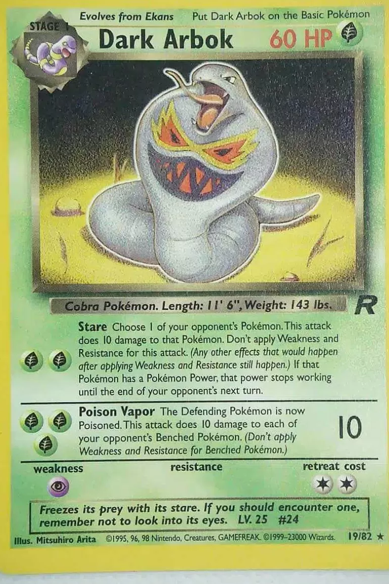 Pocket Monster Pokémon Kort-Dark Arbok 2/82 Holo Rare