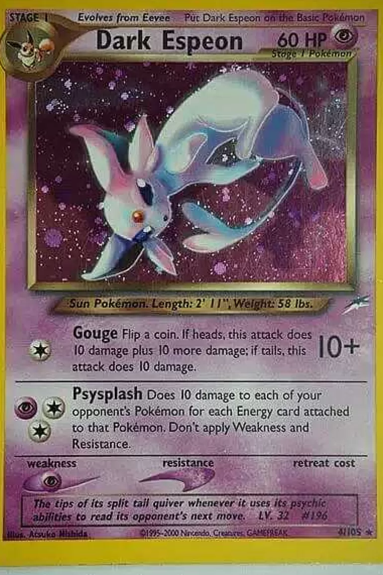 Pocket Monster Pokémon Kort-Dark Espeon 4/105 Holo Rare
