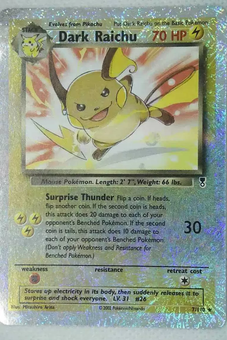 Pocket Monster Pokémon Kort-Dark Raichu 7/110 Special Holo Edition