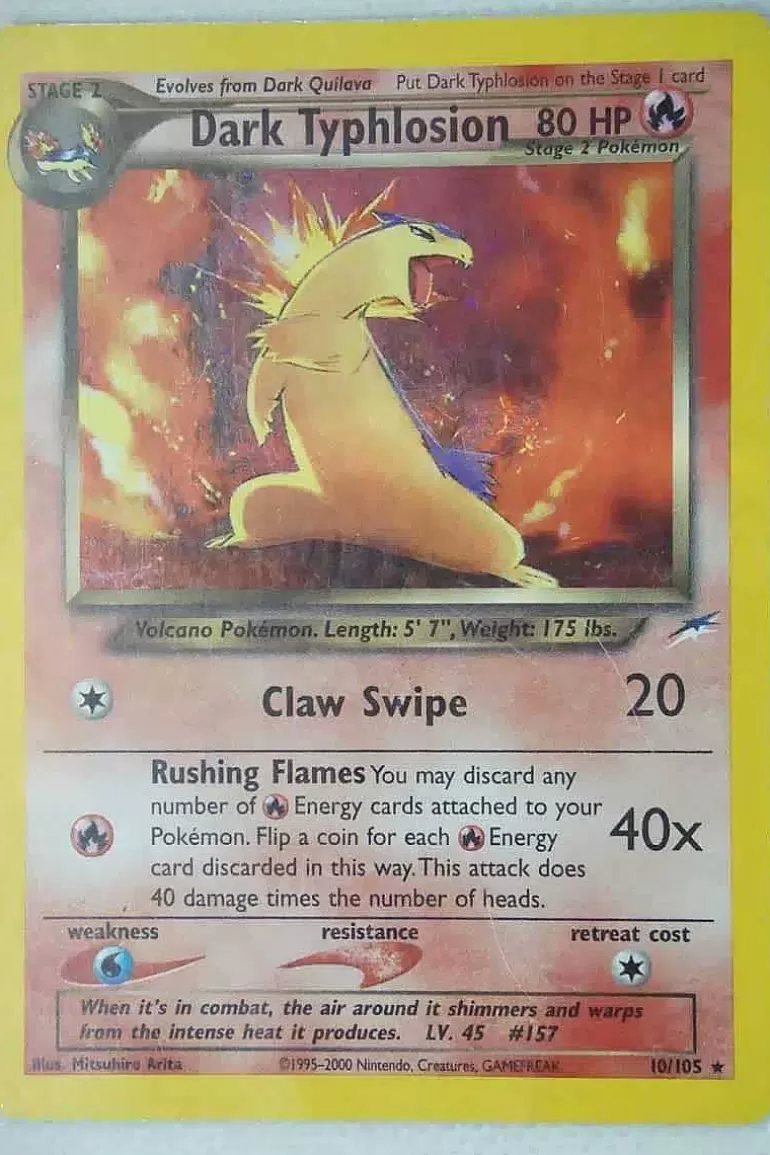 Pocket Monster Pokémon Kort-Dark Typhlosion 10/105 Holo Rare Brugt