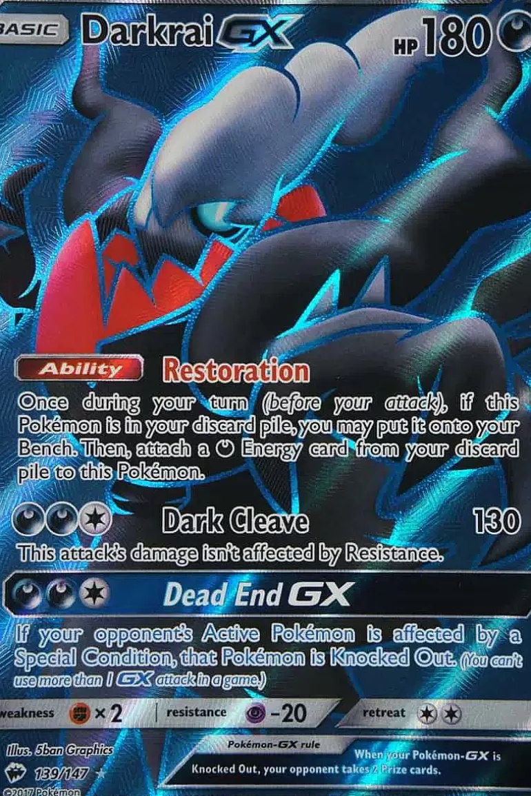 Pocket Monster Pokémon Kort-Darkrai Gx 139/147 Full Art