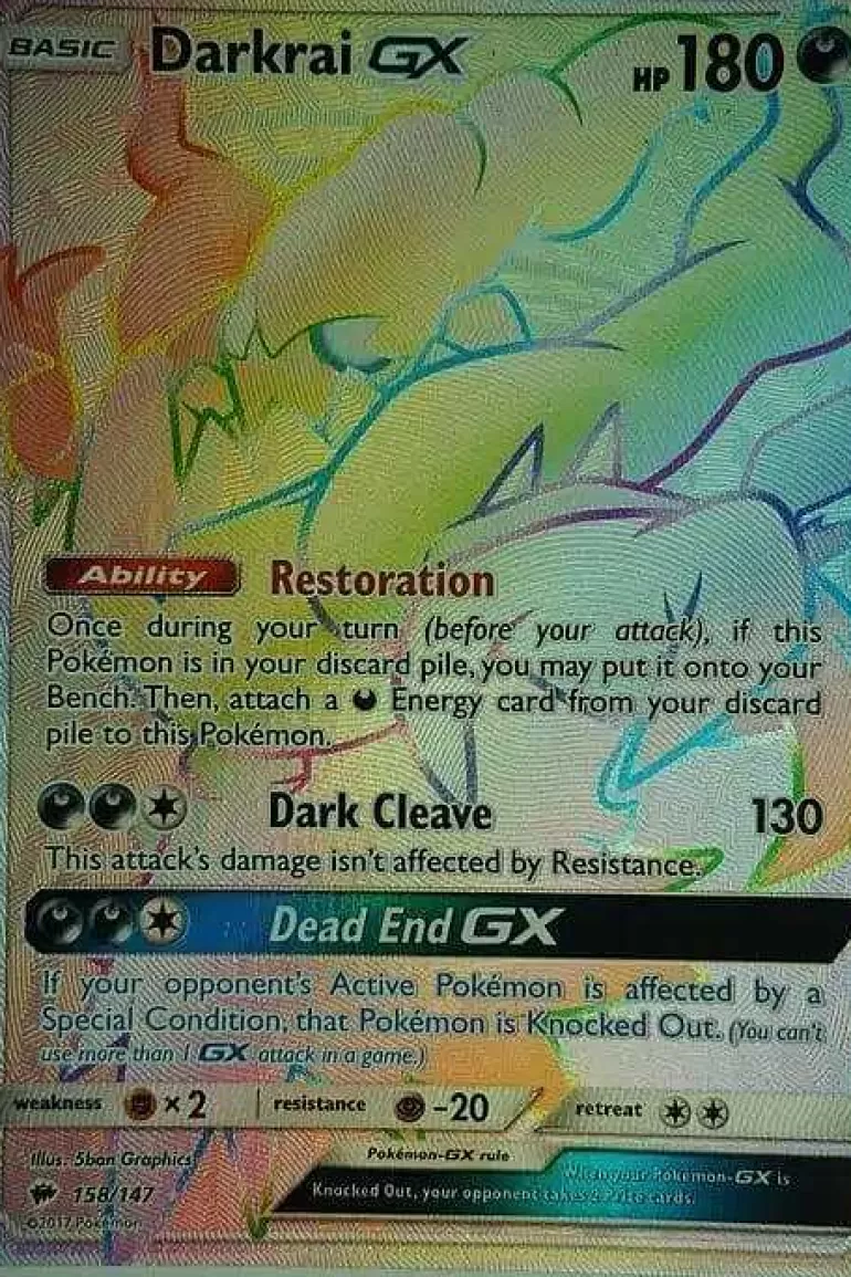 Pocket Monster Pokémon Kort-Darkrai Gx 158/147 Hyper Rare