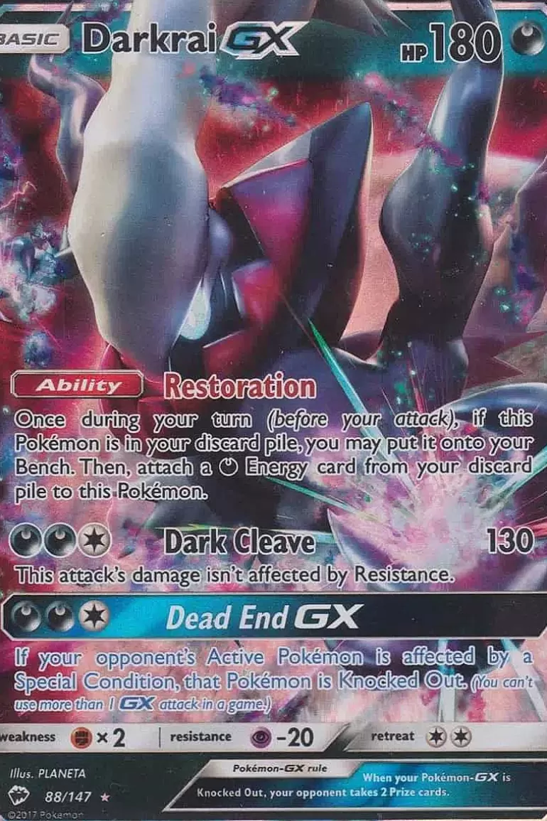 Pocket Monster Pokémon Kort-Darkrai Gx 88/147
