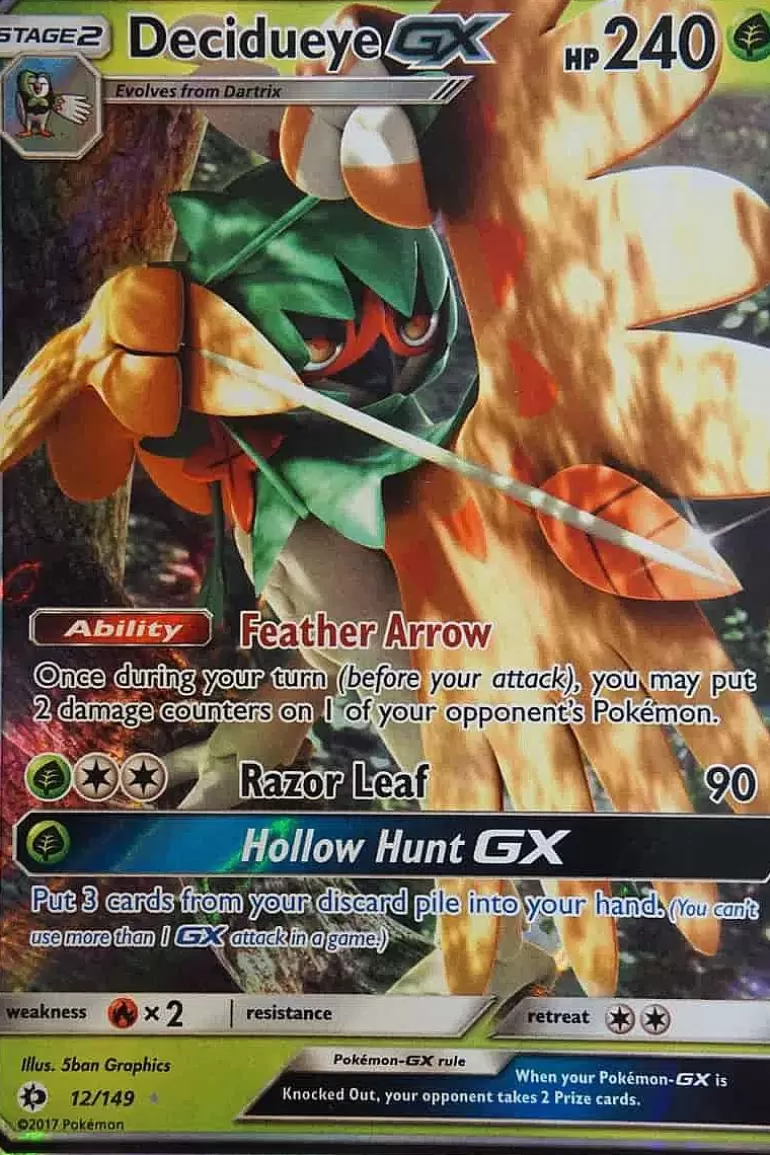 Pocket Monster Pokémon Kort-Decidueye Gx 12/149