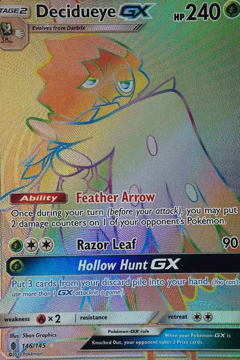 Pocket Monster Pokémon Kort-Decidueye Gx 146/145 Hyper Rare