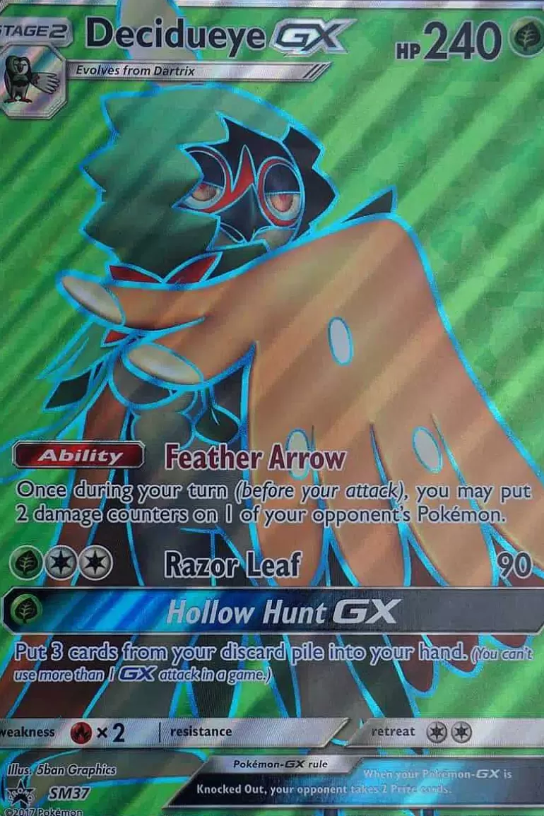 Pocket Monster Pokémon Kort-Decidueye Gx Sm37 Stor