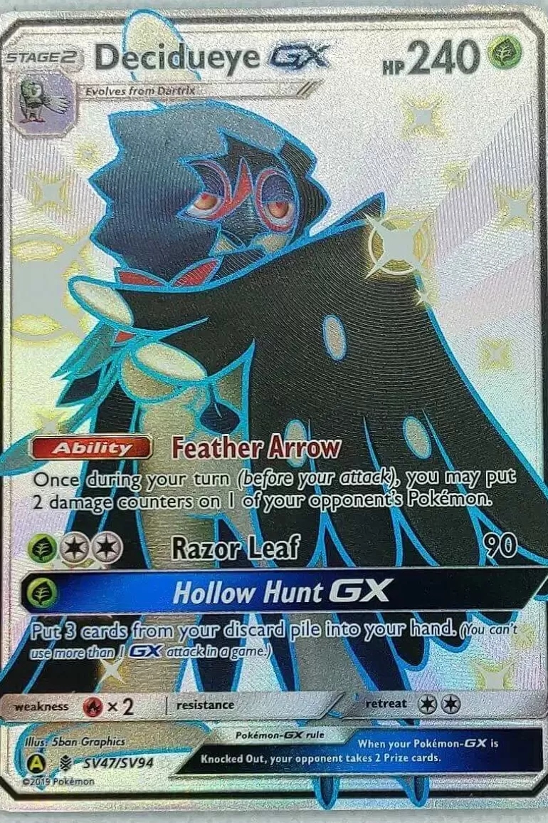 Pocket Monster Pokémon Kort-Decidueye Gx Sv47/Sv94 Shiny