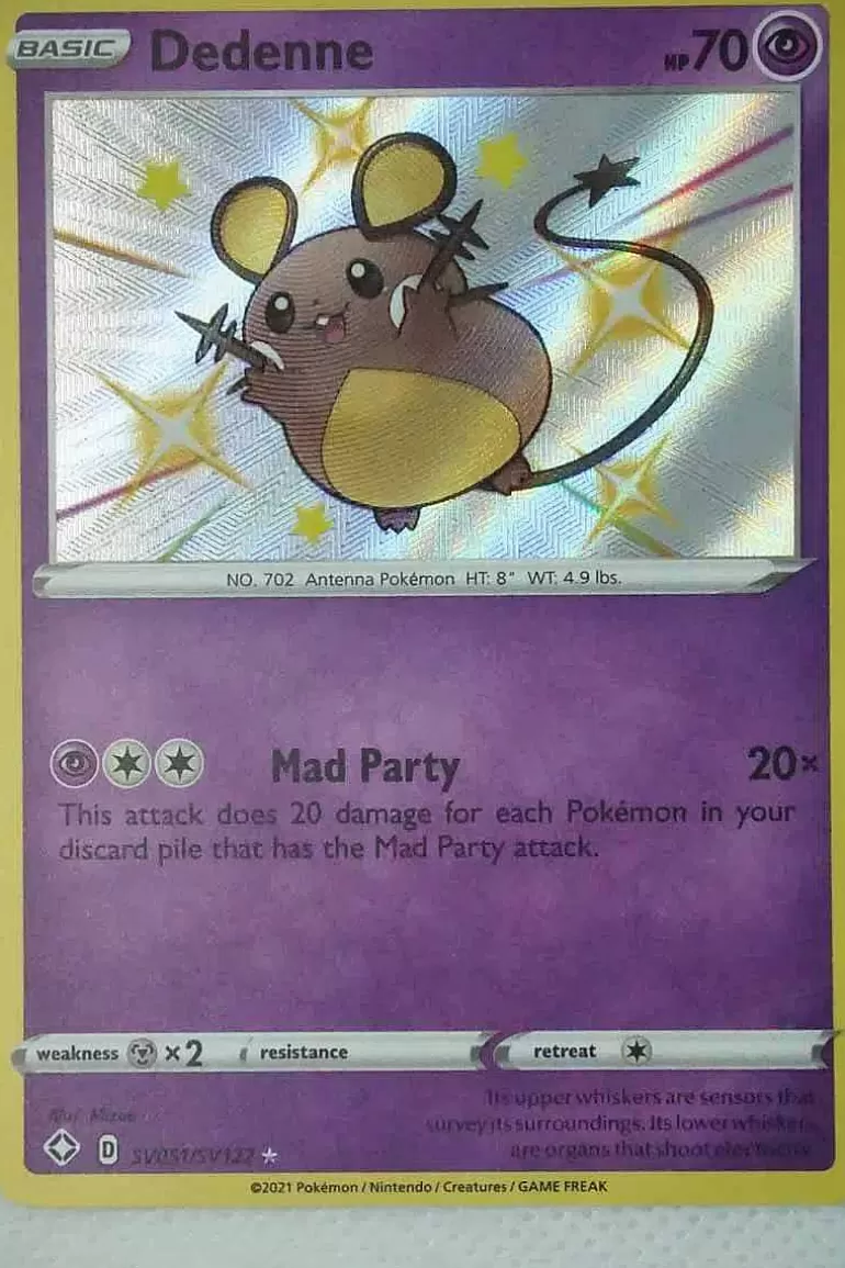 Pocket Monster Pokémon Kort-Dedenne Sv51/Sv122 Shiny Rare