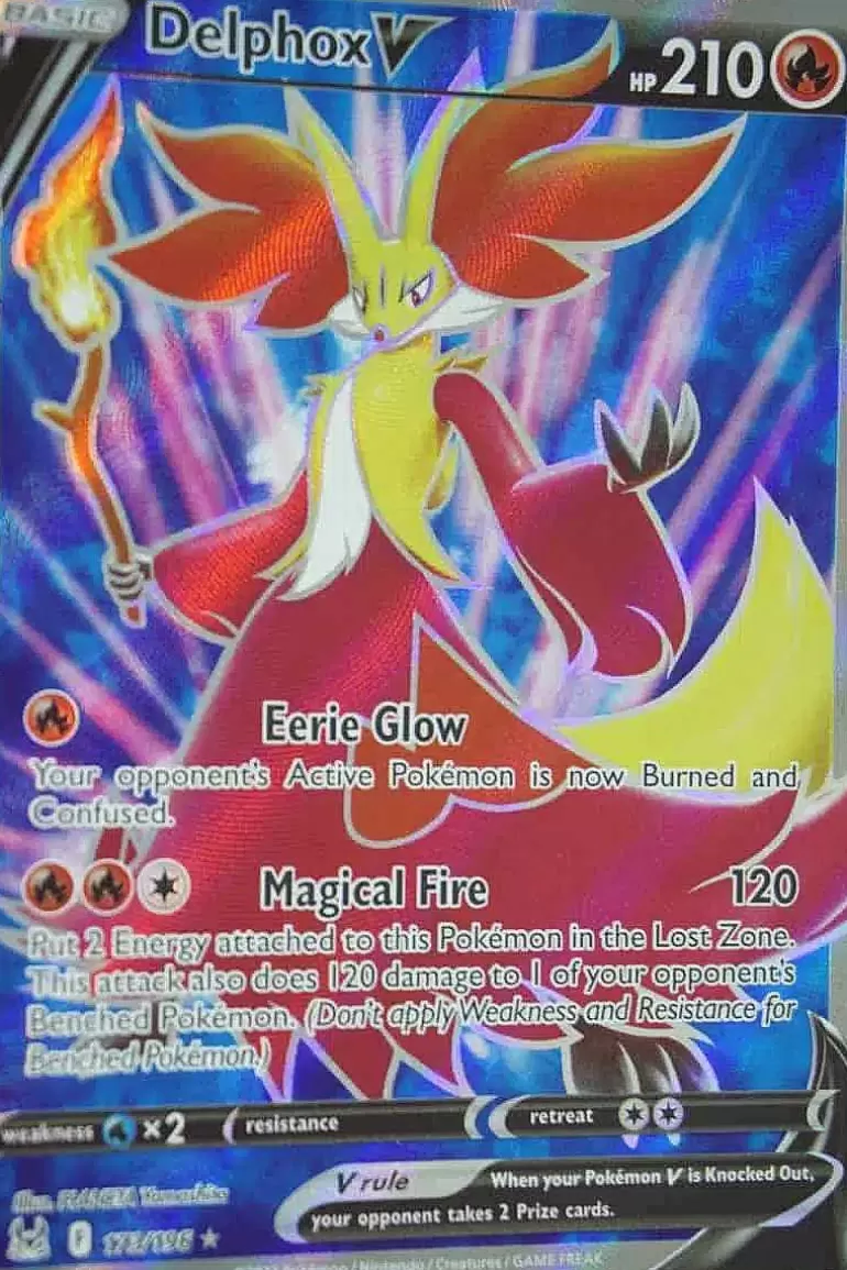 Pocket Monster Pokémon Kort-Delphox V 173/196 Full Art