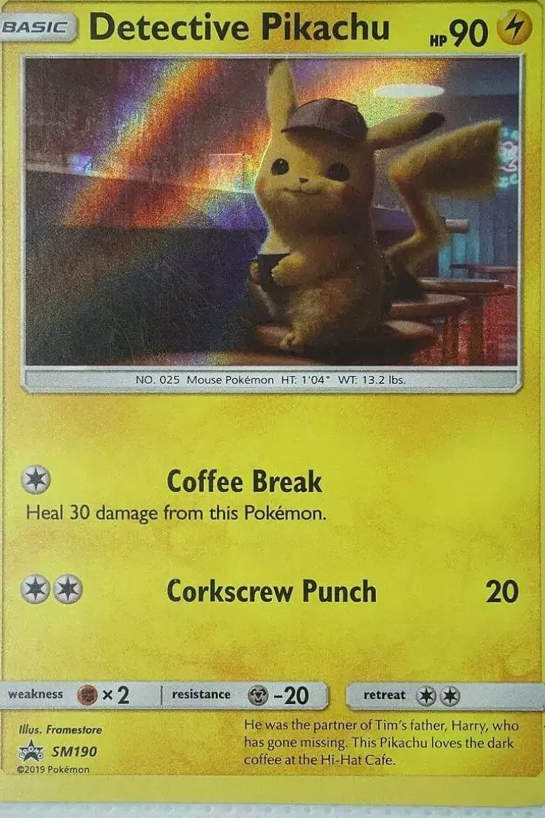 Pocket Monster Pokémon Kort-Detective Pikachu Sm190 Movie Promo