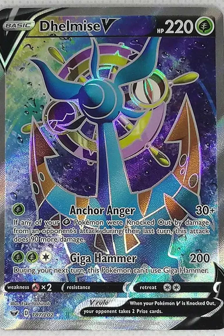 Pocket Monster Pokémon Kort-Dhelmise V 187/202 Full Art
