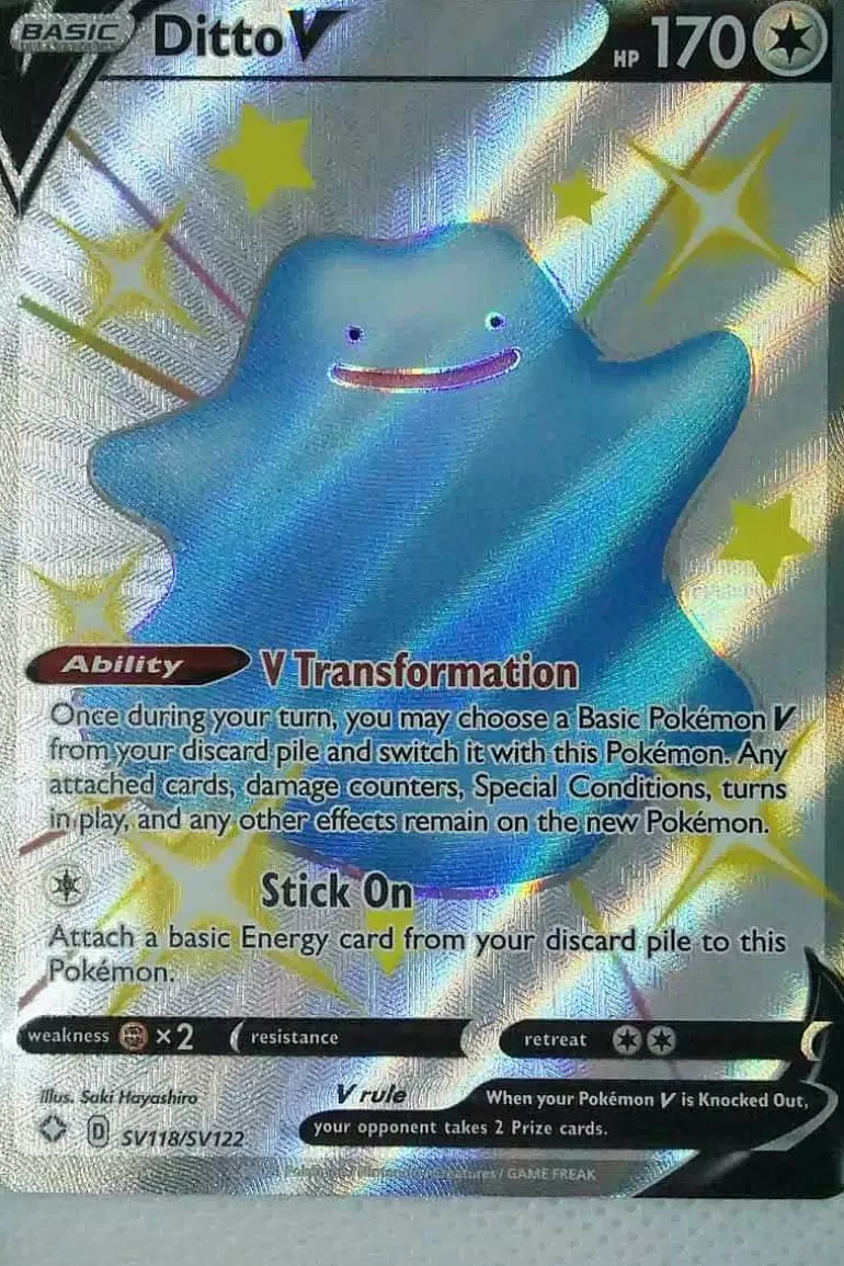 Pocket Monster Pokémon Kort-Ditto V Sv118/Sv122 Shiny Rare
