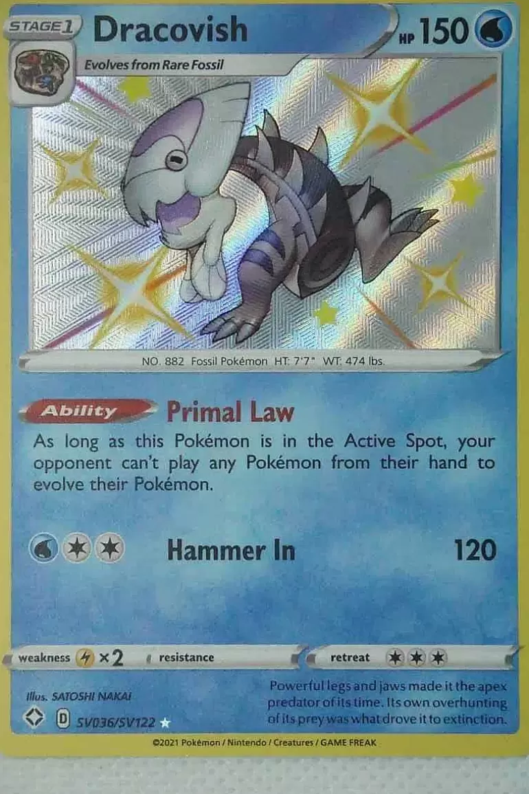 Pocket Monster Pokémon Kort-Dracovish Sv036/Sv122 Shiny Rare