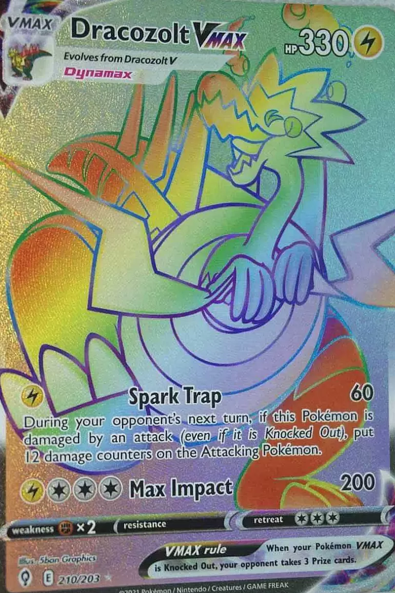 Pocket Monster Pokémon Kort-Dracozolt Vmax 210/203 Hyper Rare