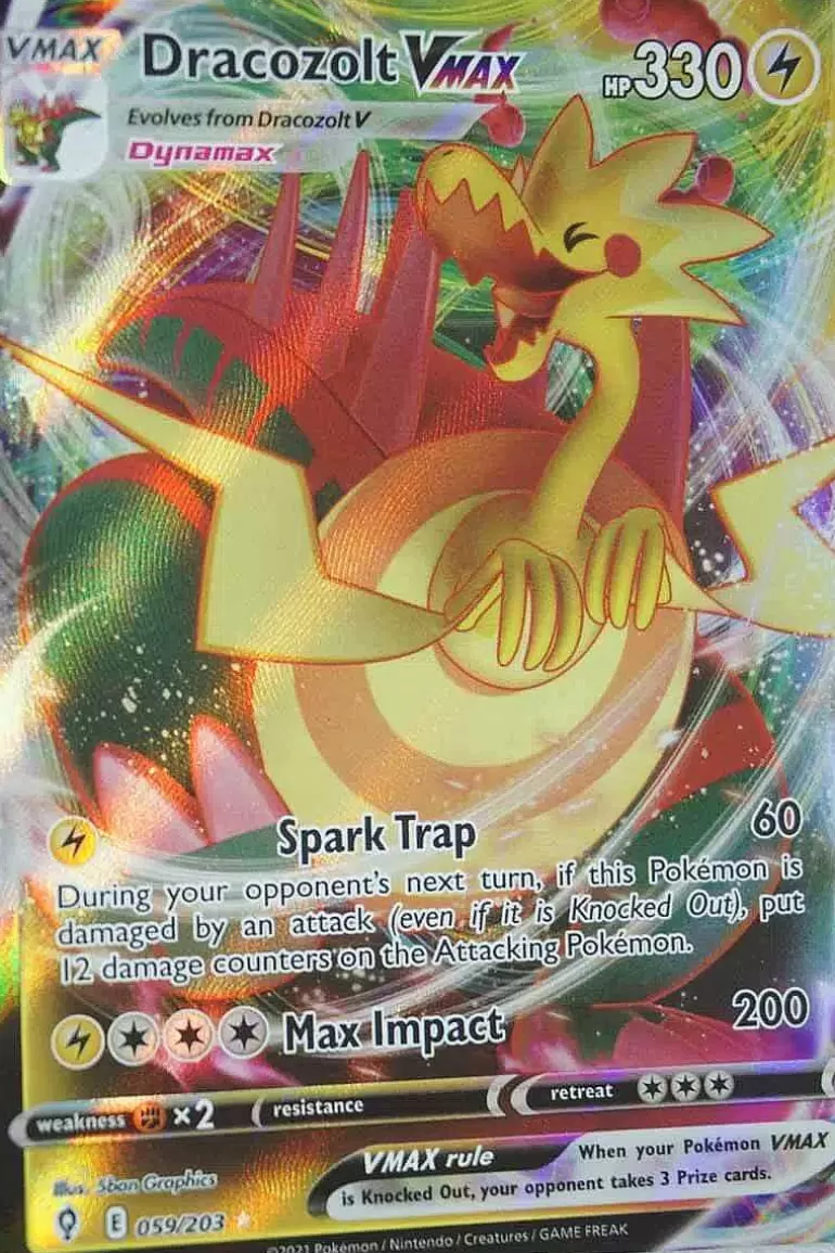 Pocket Monster Pokémon Kort-Dracozolt Vmax 59/203