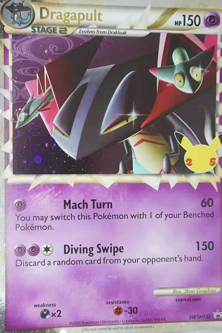 Pocket Monster Pokémon Kort-Dragapult Prime Swsh132 Stor