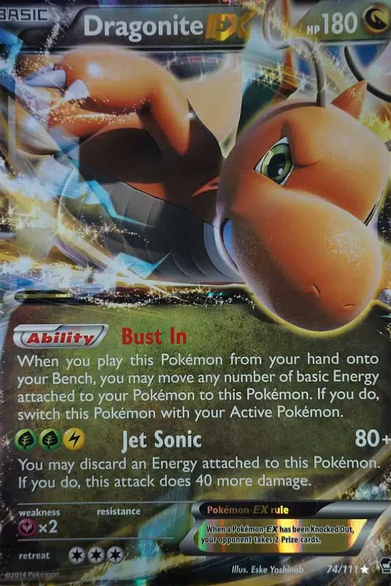 Pocket Monster Pokémon Kort-Dragonite Ex 74/111 Stor