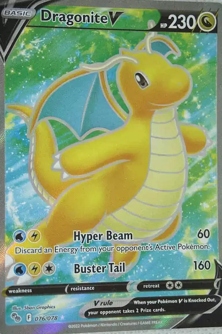 Pocket Monster Pokémon Kort-Dragonite V 076/078 Full Art