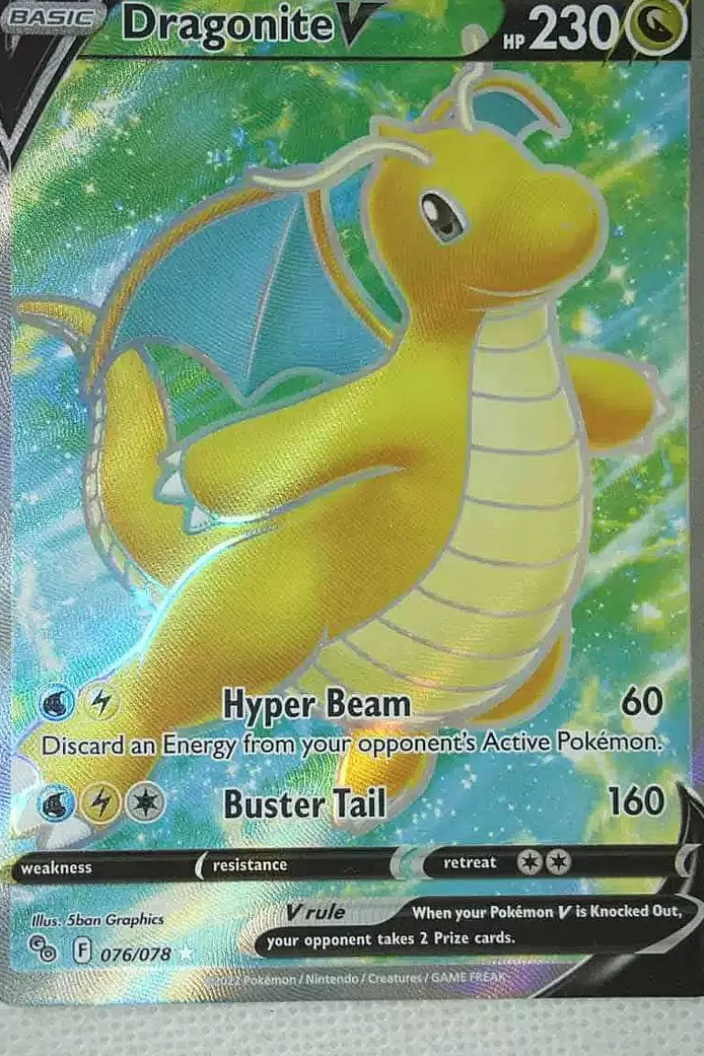 Pocket Monster Pokémon Kort-Dragonite V 076/078 Full Art