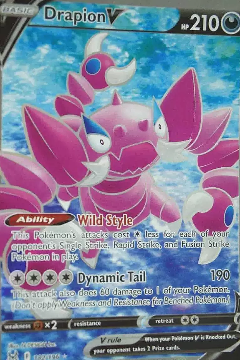 Pocket Monster Pokémon Kort-Drapion V 182/196 Full Art