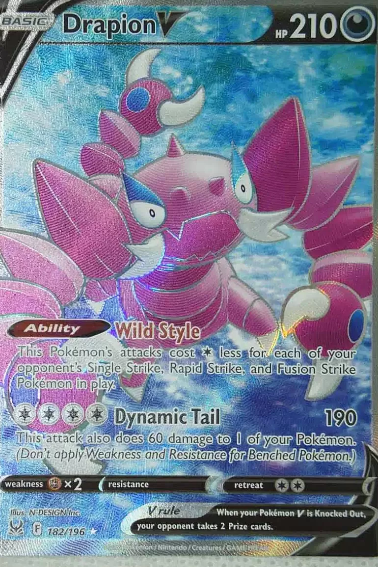 Pocket Monster Pokémon Kort-Drapion V 182/196 Full Art