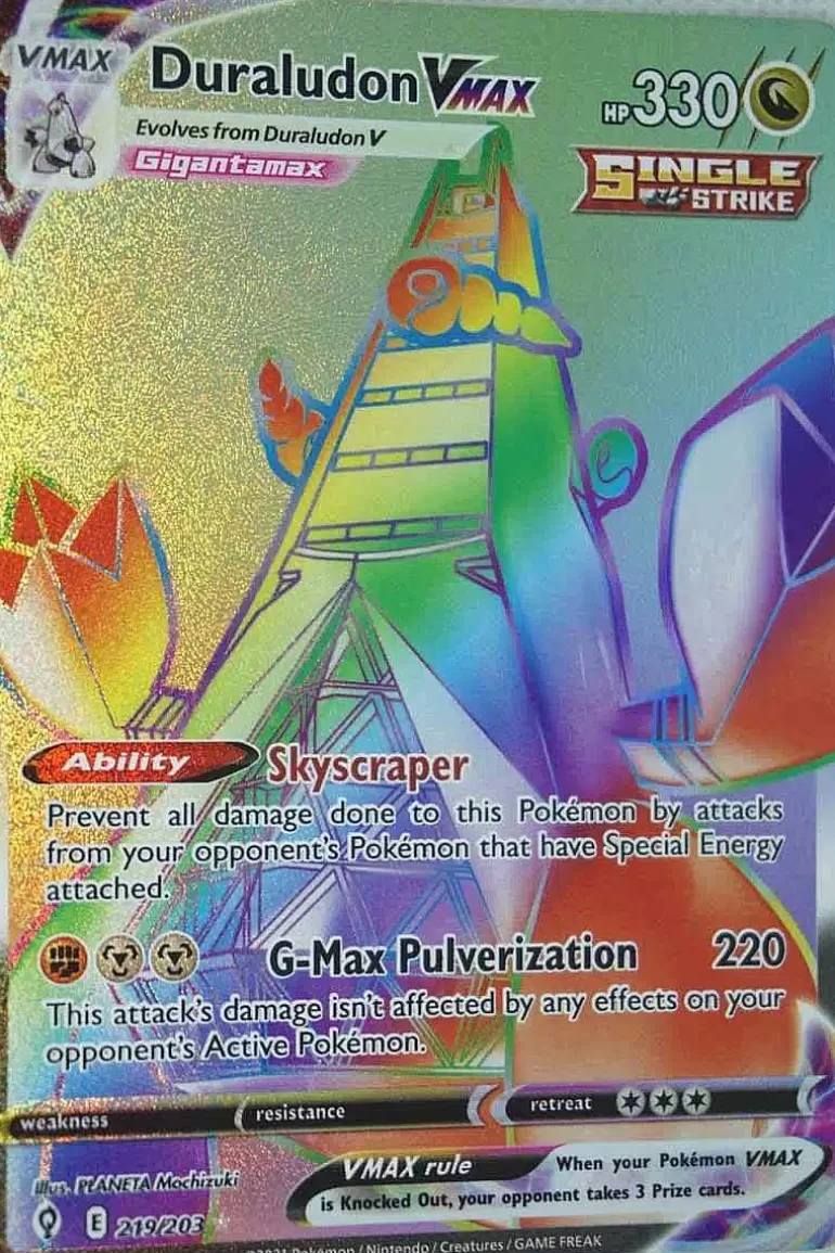 Pocket Monster Pokémon Kort-Duraludon Vmax 219/203 Hyper Rare
