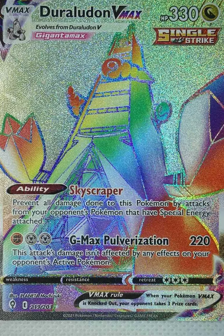 Pocket Monster Pokémon Kort-Duraludon Vmax 219/203 Hyper Rare