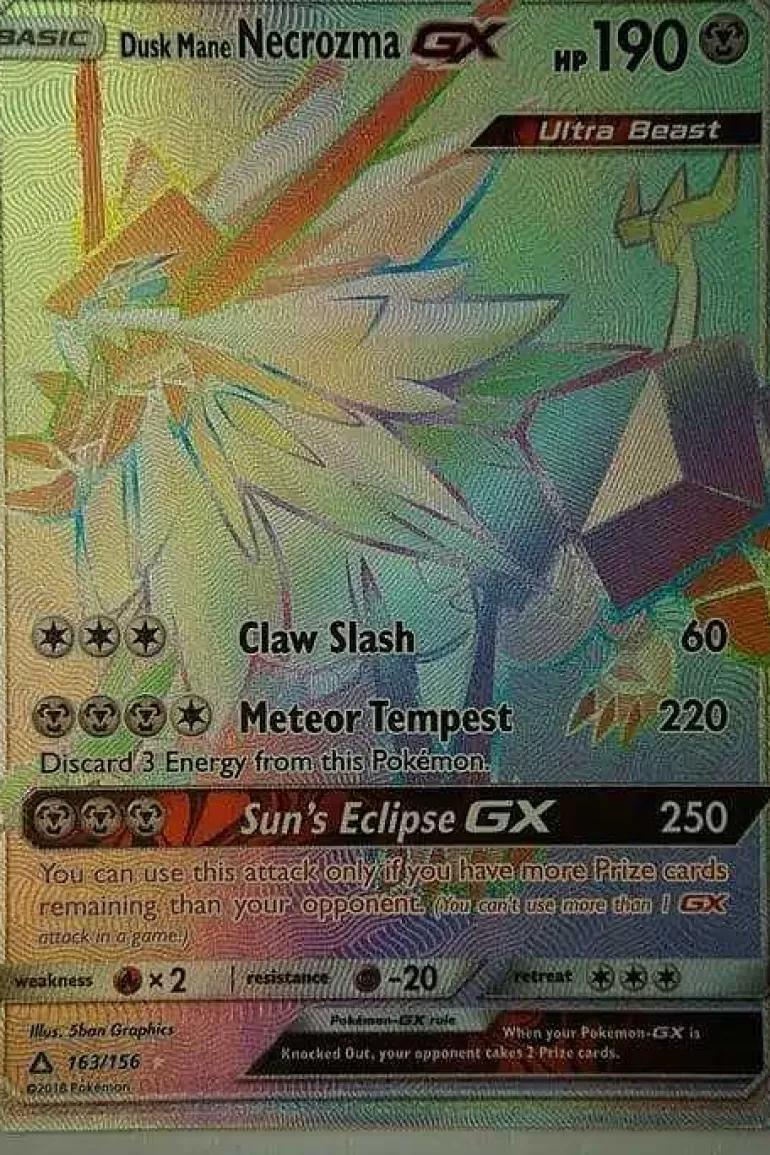Pocket Monster Pokémon Kort-Dusk Mane Necrozma Gx 163/156 Hyper Rare
