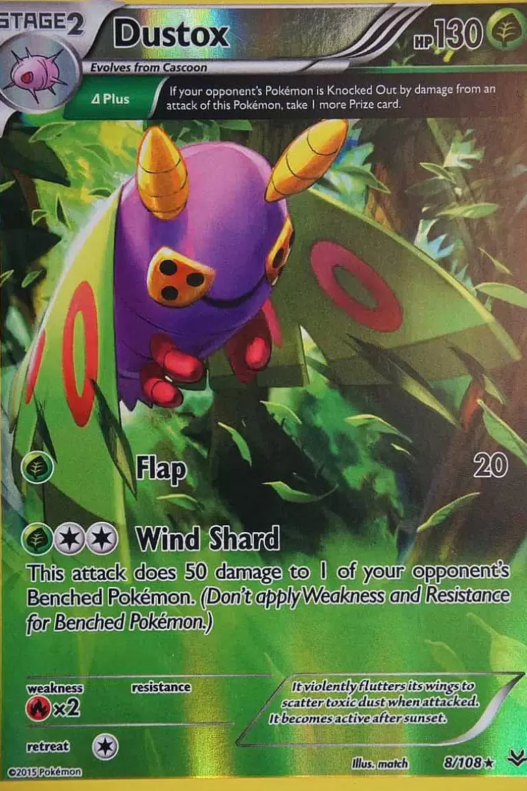 Pocket Monster Pokémon Kort-Dustox 8/108 Rare Reverse Holo