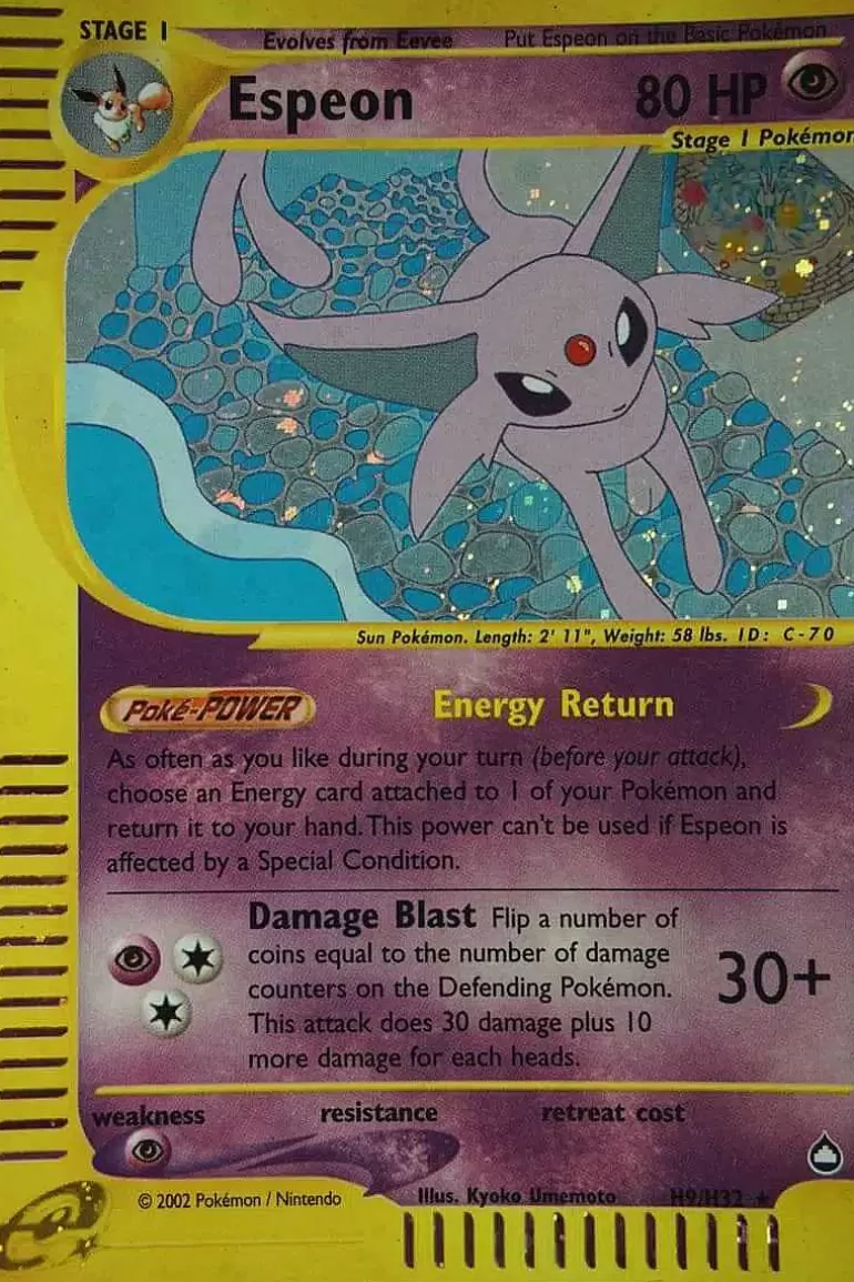 Pocket Monster Pokémon Kort-Espeon H9/H32 Holo