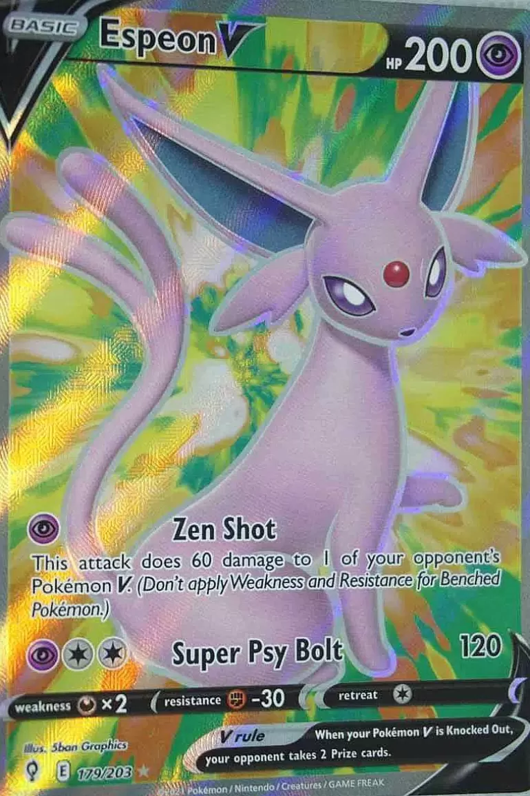 Pocket Monster Pokémon Kort-Espeon V 179/203 Full Art
