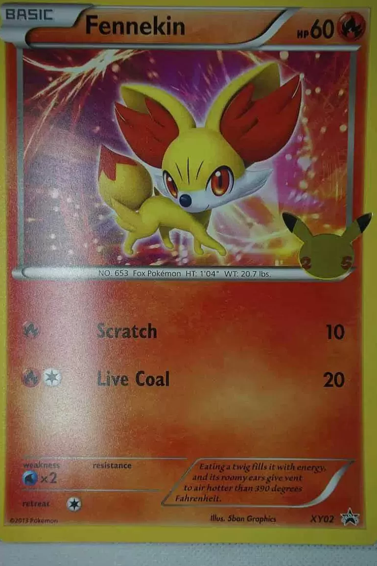 Pocket Monster Pokémon Kort-Fennekin Xy02 25 Ars Jubilaeum Stor