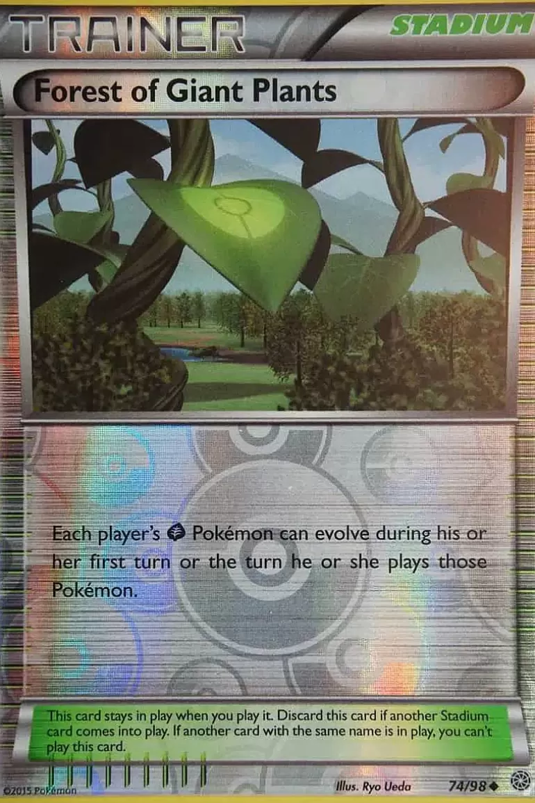 Pocket Monster Pokémon Kort-Forest Of Giant Plants 74/98 Reverse Holo