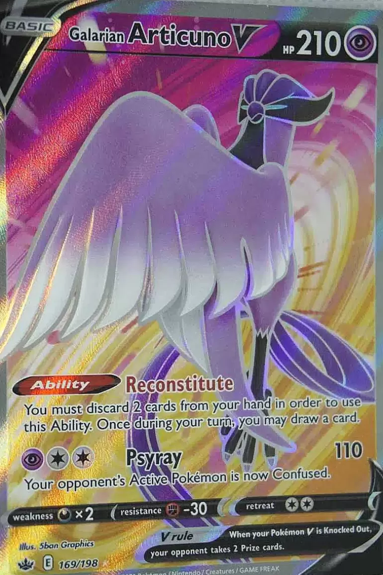Pocket Monster Pokémon Kort-Galarian Articuno V 169/198 Full Art