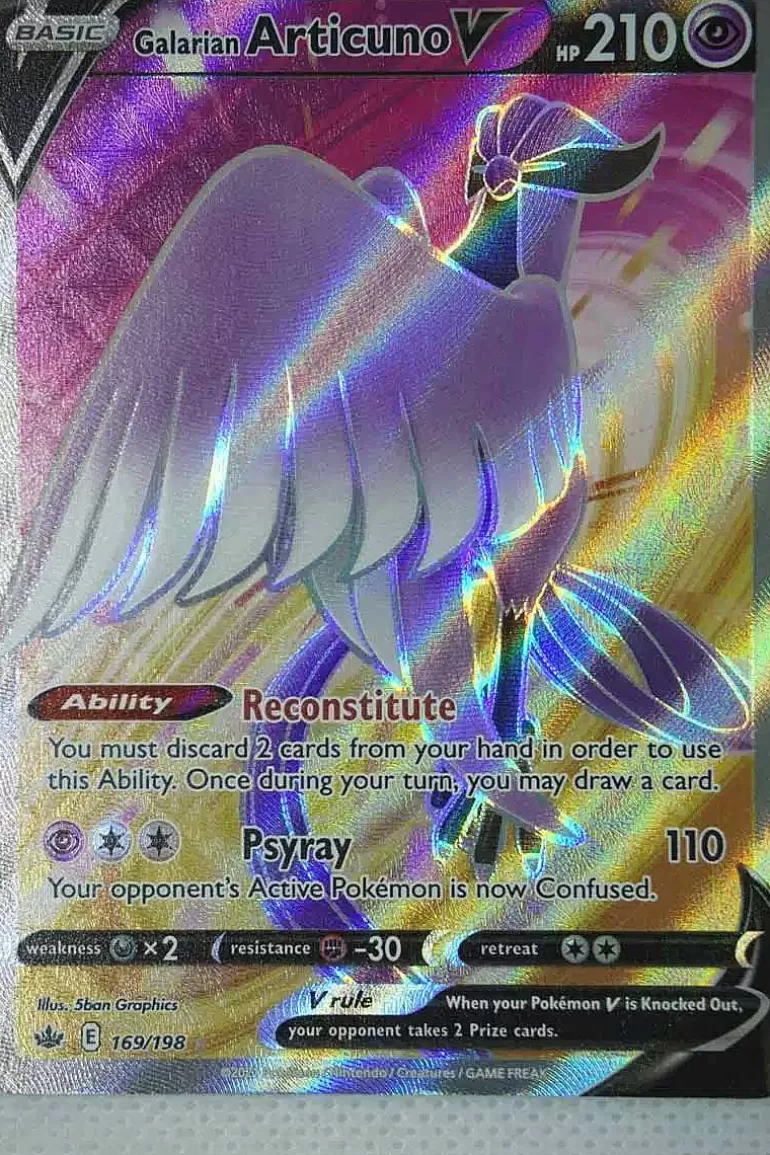 Pocket Monster Pokémon Kort-Galarian Articuno V 169/198 Full Art