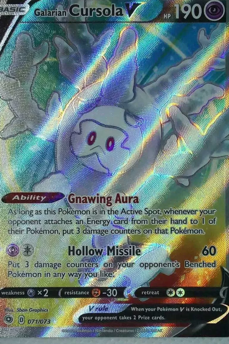 Pocket Monster Pokémon Kort-Galarian Cursola V 071/073 Full Art