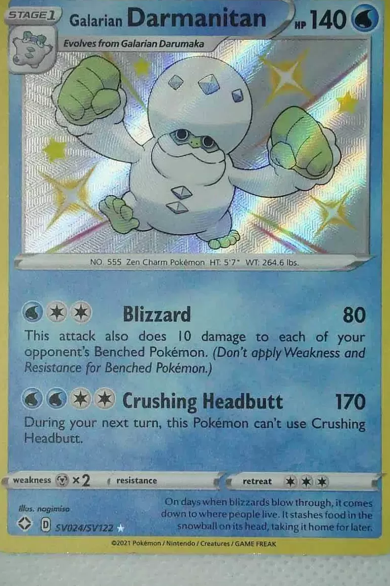 Pocket Monster Pokémon Kort-Galarian Darmanitan Sv24/Sv122 Shiny Rare