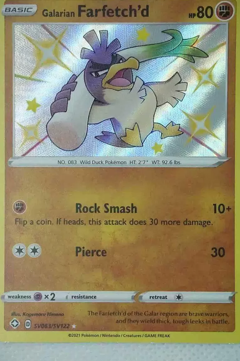Pocket Monster Pokémon Kort-Galarian Farfetch'D Sv63/Sv122 Shiny Rare