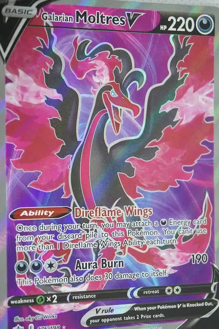 Pocket Monster Pokémon Kort-Galarian Moltres V 176/198 Full Art