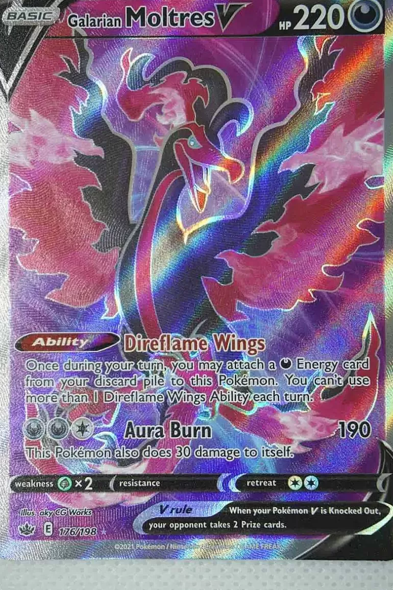 Pocket Monster Pokémon Kort-Galarian Moltres V 176/198 Full Art