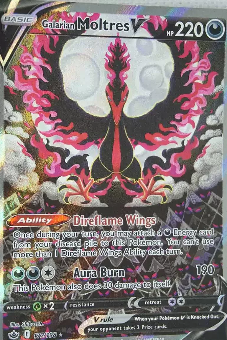 Pocket Monster Pokémon Kort-Galarian Moltres V 177/198 Full Art