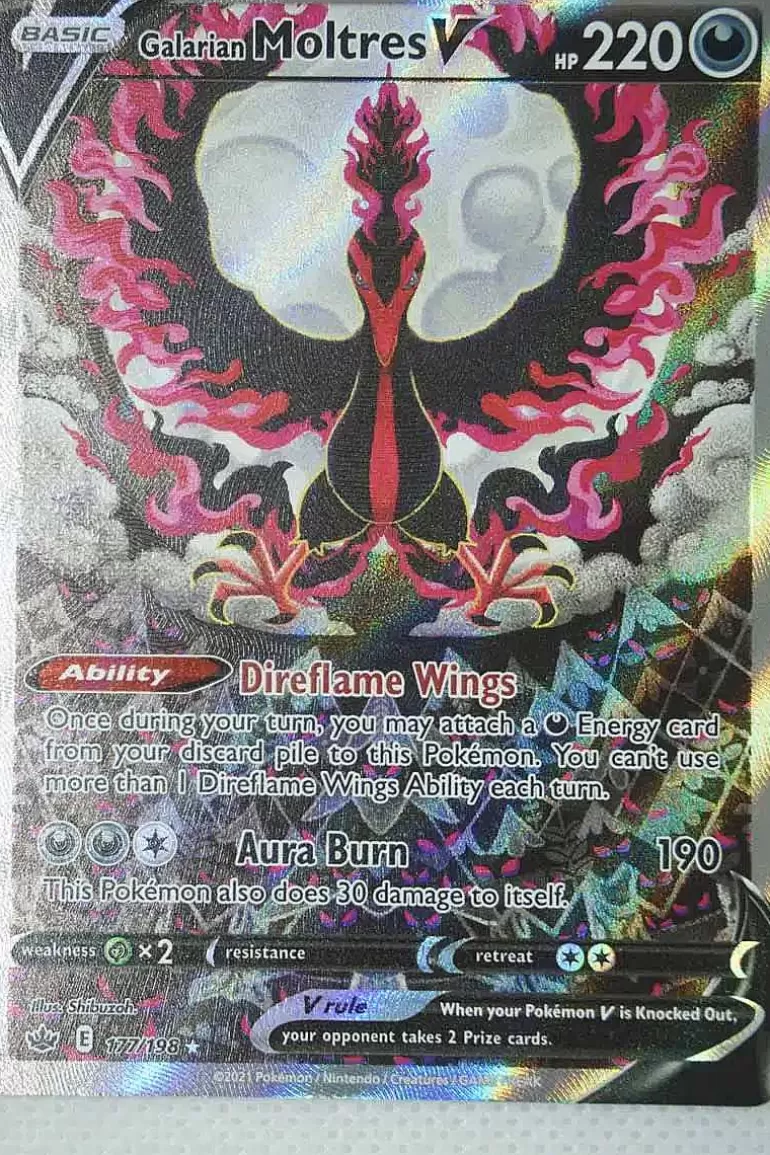 Pocket Monster Pokémon Kort-Galarian Moltres V 177/198 Full Art