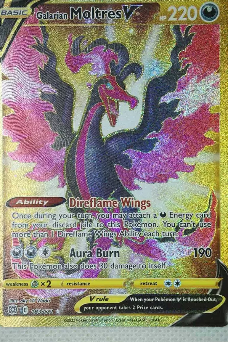 Pocket Monster Pokémon Kort-Galarian Moltres V 183/172 Secret Rare