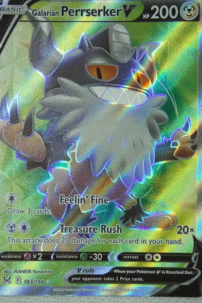 Pocket Monster Pokémon Kort-Galarian Perrserker V 183/196 Full Art