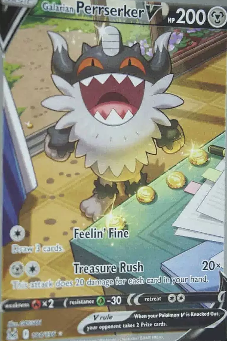 Pocket Monster Pokémon Kort-Galarian Perrserker V 184/196 Alternate Art