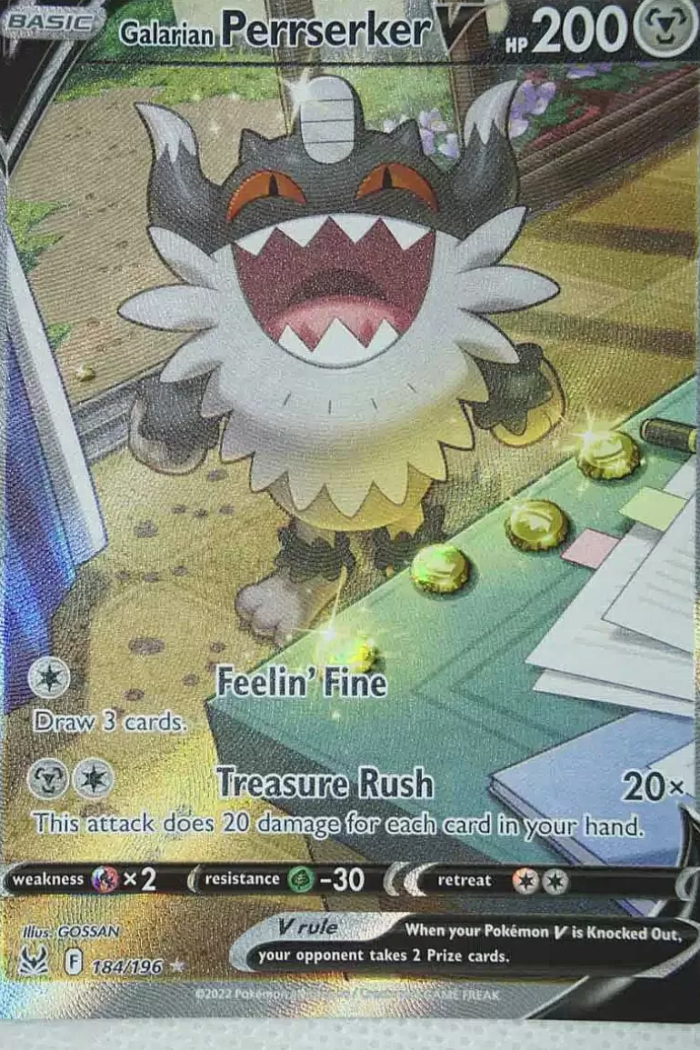 Pocket Monster Pokémon Kort-Galarian Perrserker V 184/196 Alternate Art